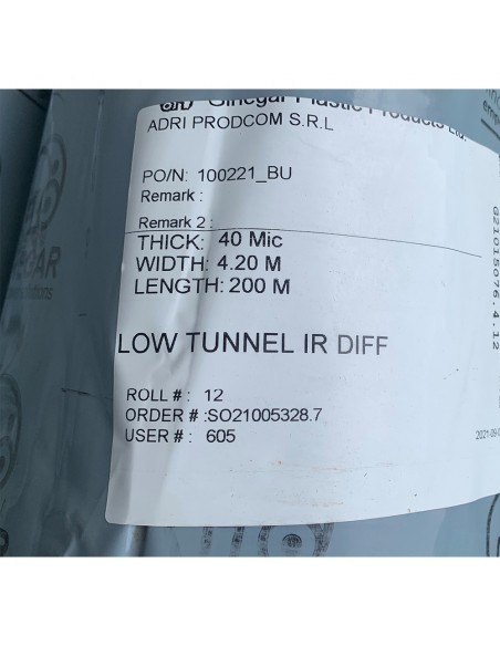 Folie 40 microni, cu termicitate si difuzie, pentru dublura solar si tuneluri - LOW TUNNEL IR DIFF GINEGAR, 23,10 lei/kg