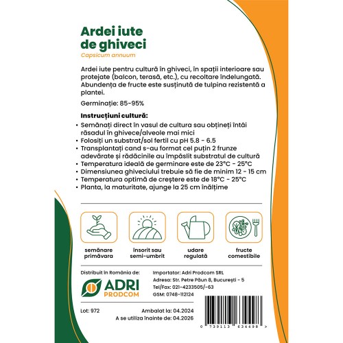 Hibrid Ardei iute cultura la ghiveci...