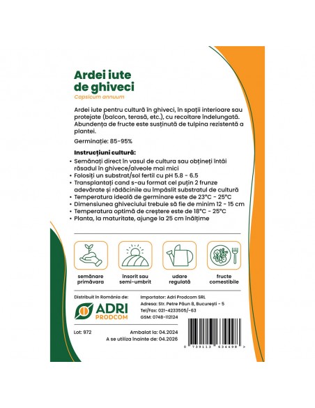 Hibrid Ardei iute cultura la ghiveci - Pillar Peppers F1 Galaxy