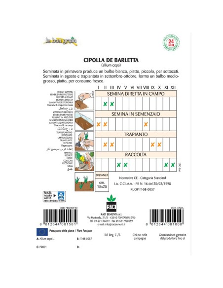 BARLETTA - seminte Ceapa alba mititica, pentru murat, 3,5 grame